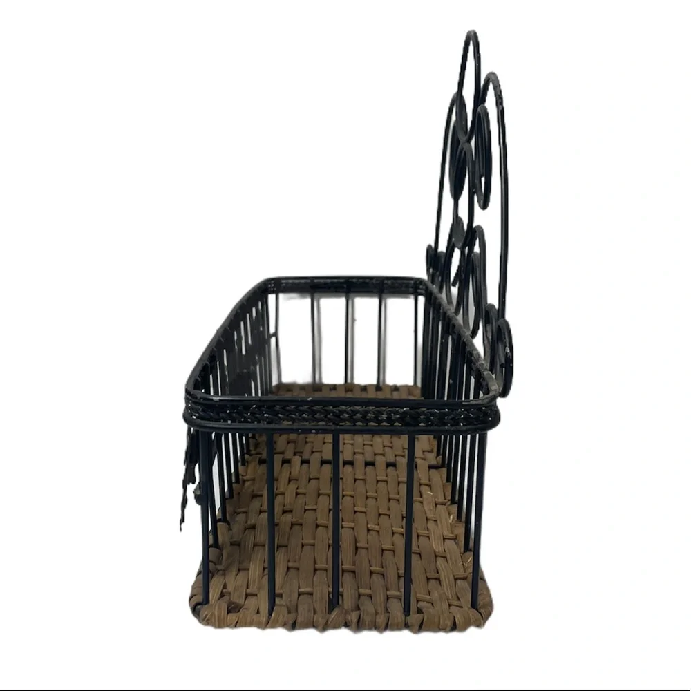 Vintage Basket Hand Crafted Wire Wicker Wall Organizer Hanging or Tabletop Decor